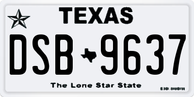 TX license plate DSB9637