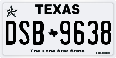 TX license plate DSB9638