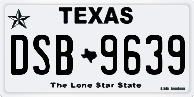 TX license plate DSB9639