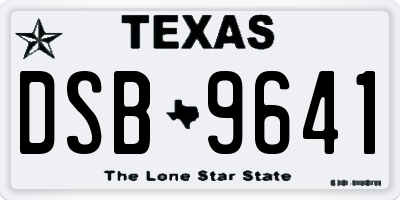 TX license plate DSB9641