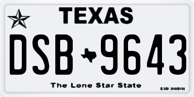 TX license plate DSB9643
