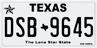 TX license plate DSB9645