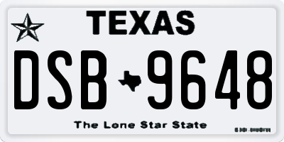 TX license plate DSB9648