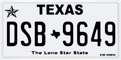 TX license plate DSB9649
