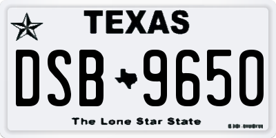 TX license plate DSB9650