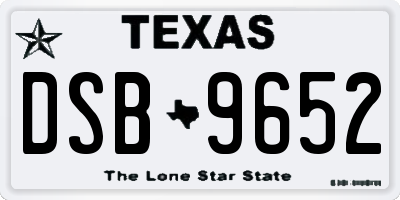 TX license plate DSB9652