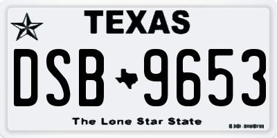 TX license plate DSB9653