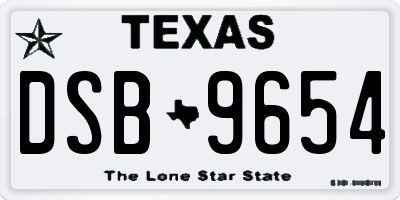 TX license plate DSB9654