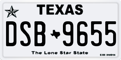 TX license plate DSB9655