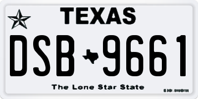 TX license plate DSB9661