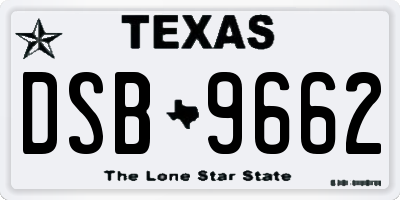TX license plate DSB9662