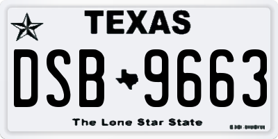 TX license plate DSB9663