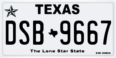 TX license plate DSB9667