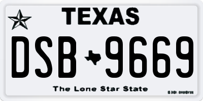 TX license plate DSB9669