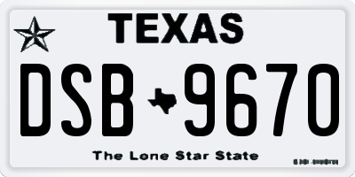 TX license plate DSB9670