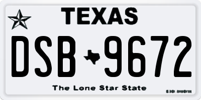 TX license plate DSB9672
