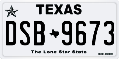 TX license plate DSB9673
