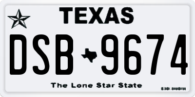 TX license plate DSB9674