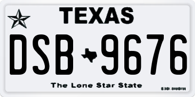 TX license plate DSB9676
