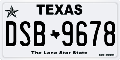 TX license plate DSB9678