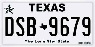 TX license plate DSB9679
