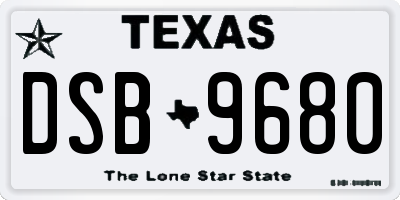 TX license plate DSB9680