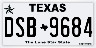 TX license plate DSB9684
