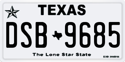 TX license plate DSB9685