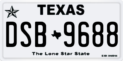 TX license plate DSB9688