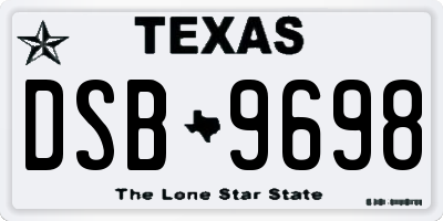 TX license plate DSB9698