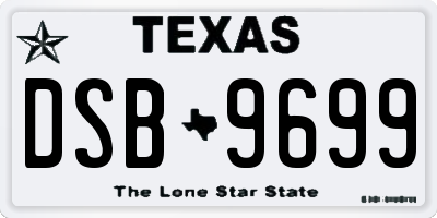 TX license plate DSB9699