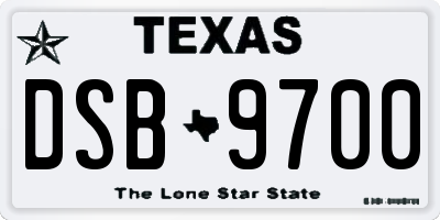 TX license plate DSB9700