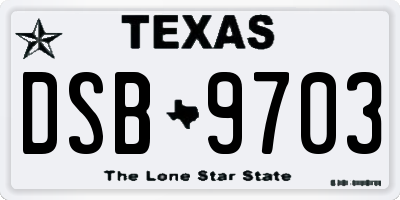 TX license plate DSB9703