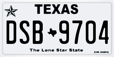 TX license plate DSB9704