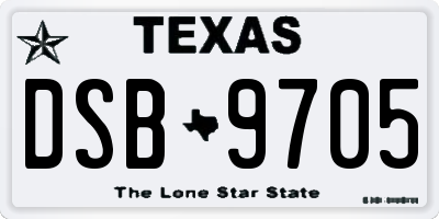 TX license plate DSB9705