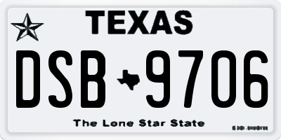 TX license plate DSB9706