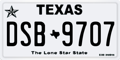 TX license plate DSB9707