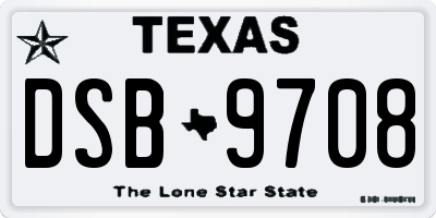 TX license plate DSB9708