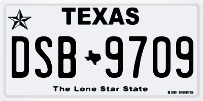 TX license plate DSB9709