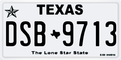 TX license plate DSB9713