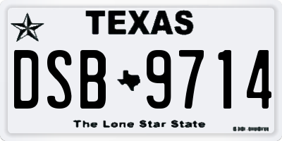 TX license plate DSB9714