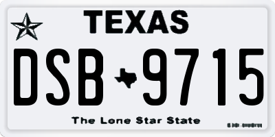 TX license plate DSB9715