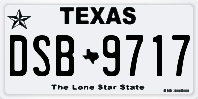 TX license plate DSB9717