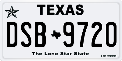 TX license plate DSB9720