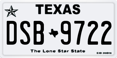 TX license plate DSB9722