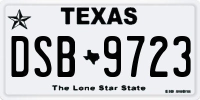 TX license plate DSB9723