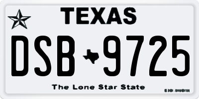 TX license plate DSB9725