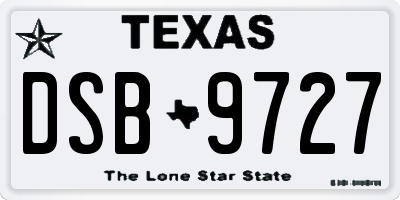 TX license plate DSB9727