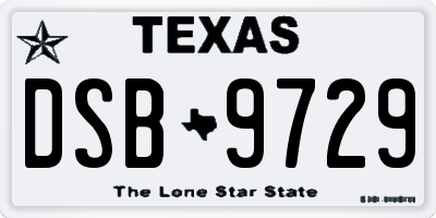 TX license plate DSB9729