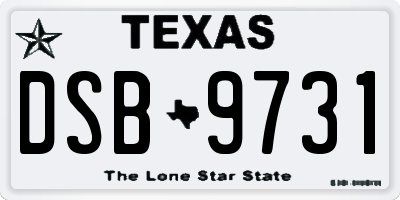 TX license plate DSB9731
